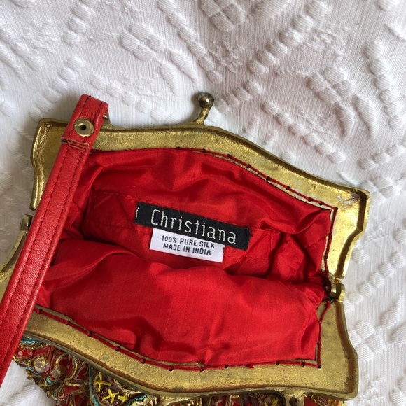 Genuine Christiana silk & sequined purse - Picture 2 of 8